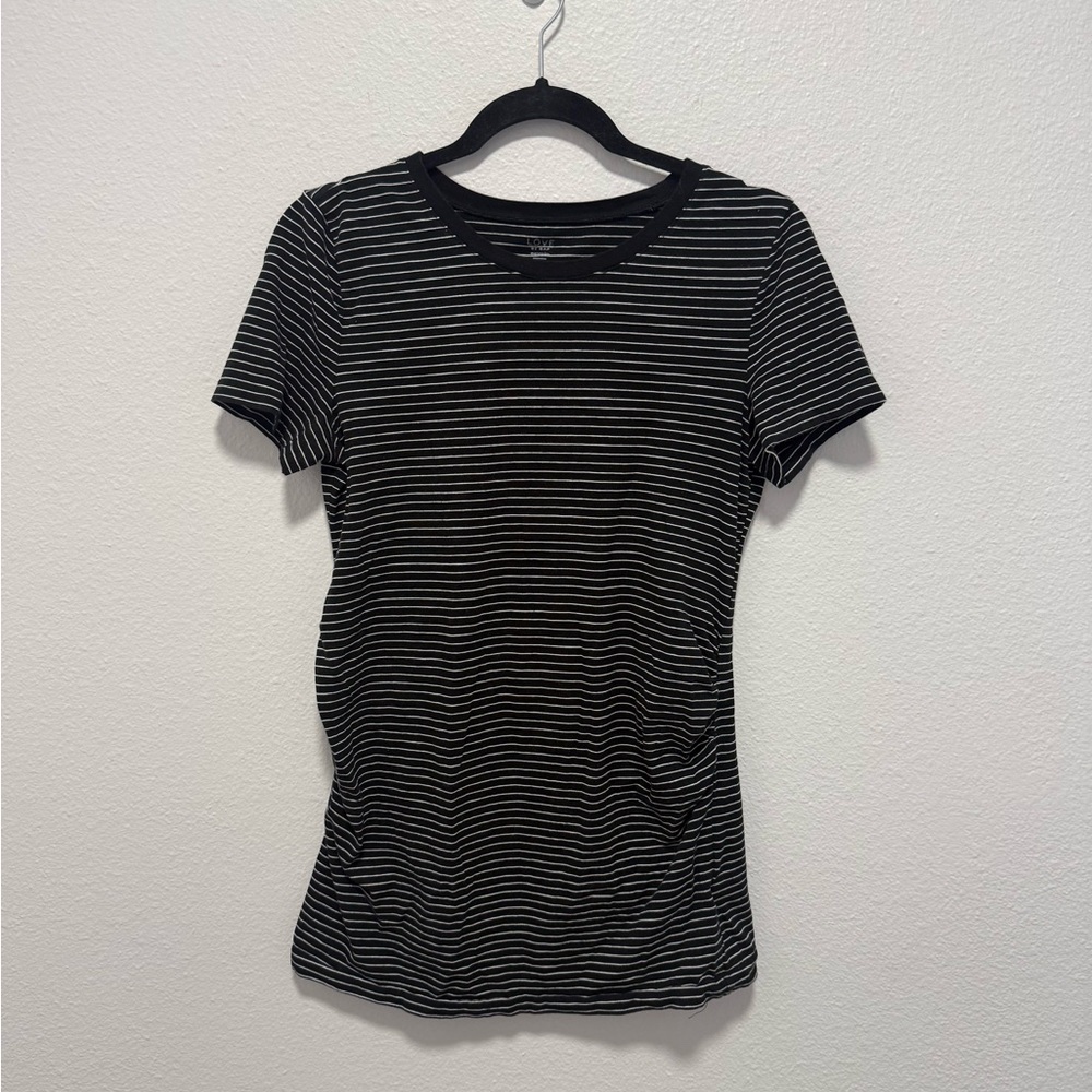 GAP Maternity Black and White Striped Short Sleeve Tee Size Medium